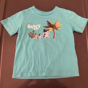 Gap Toddler 3T Teal Bluey Short Sleeve T-Shirt Cotton Bluey, Bingo, Bandit